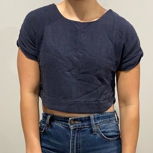 7115 by Szeki NY Linen Crop Top